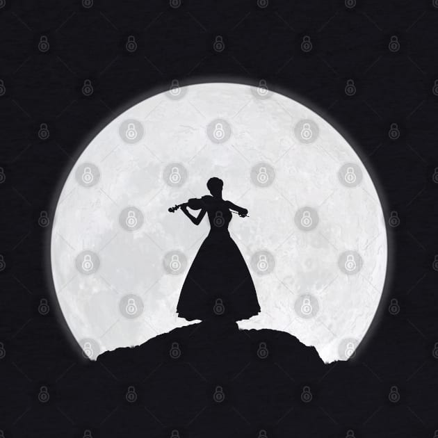 Violinist woman and the Moon by Crab